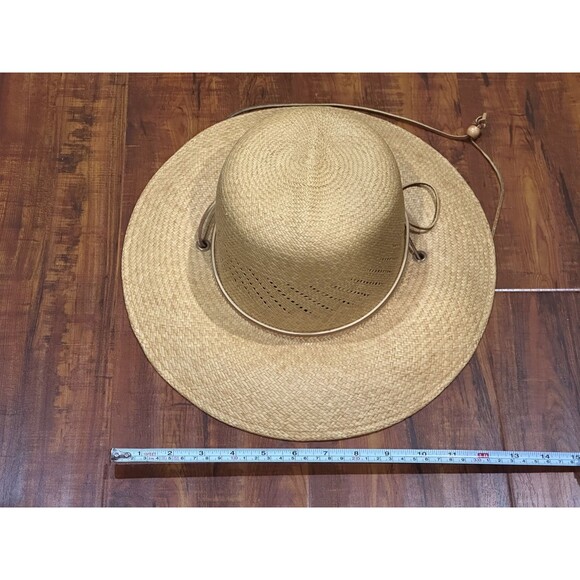 Vintage S.F. Green San Francisco Woven in Equador Straw Leather Strap Panama Hat main image 14